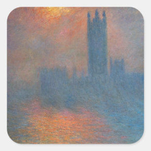 Pegatina Cuadrada Claude Monet - Casas del Parlamento Londres