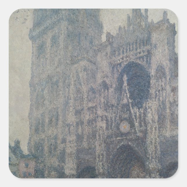 Pegatina Cuadrada Claude Monet | Catedral de Rouen, Portal Occidenta (Anverso)