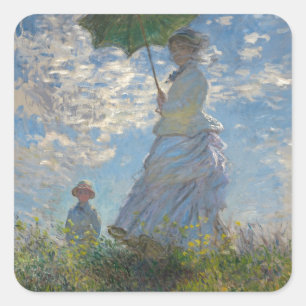 Pegatina Cuadrada Claude Monet con Parasol 1875