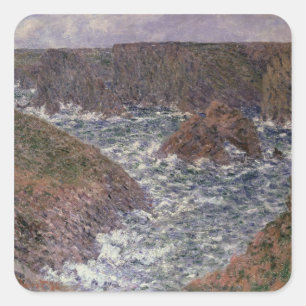 Pegatina Cuadrada Claude Monet   Domois Port en Belle Ile, 1886