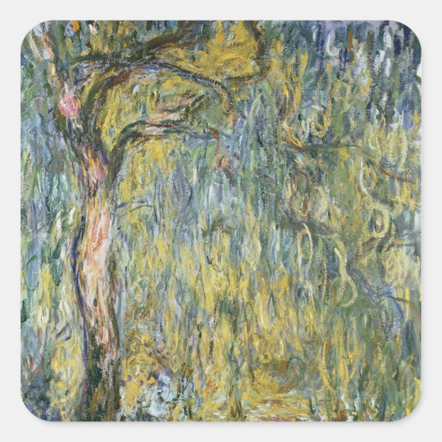 Pegatina Cuadrada Claude Monet | El gran Willow de Giverny, 1918 (Anverso)