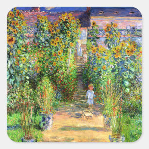 Pegatina Cuadrada Claude Monet: el jardín de Monet en Vétheuil