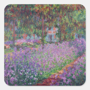 Pegatina Cuadrada Claude Monet  El jardín del artista en Giverny