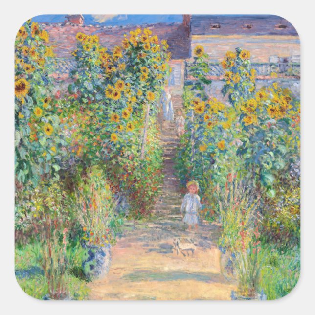Pegatina Cuadrada Claude Monet - El jardín del artista en Vetheuil (Anverso)
