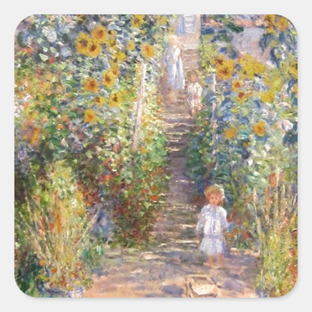 Pegatina Cuadrada Claude Monet El Jardín del Artista en Vétheuil, 18 (Anverso)