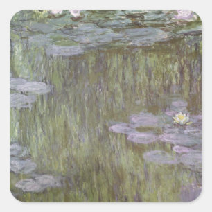 Pegatina Cuadrada Claude Monet el Nympheas en Giverny, 1918