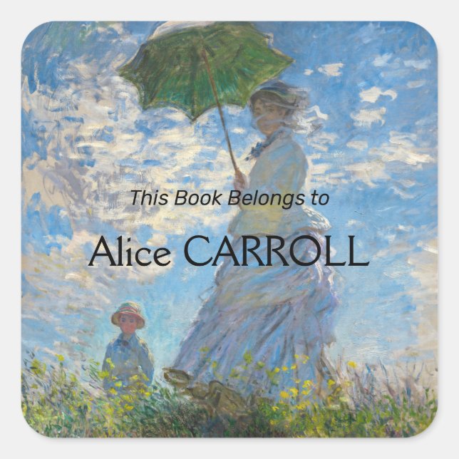 Pegatina Cuadrada Claude Monet - El paseo, mujer con sombrilla (Anverso)