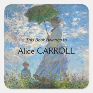 Pegatina Cuadrada Claude Monet - El paseo, mujer con sombrilla