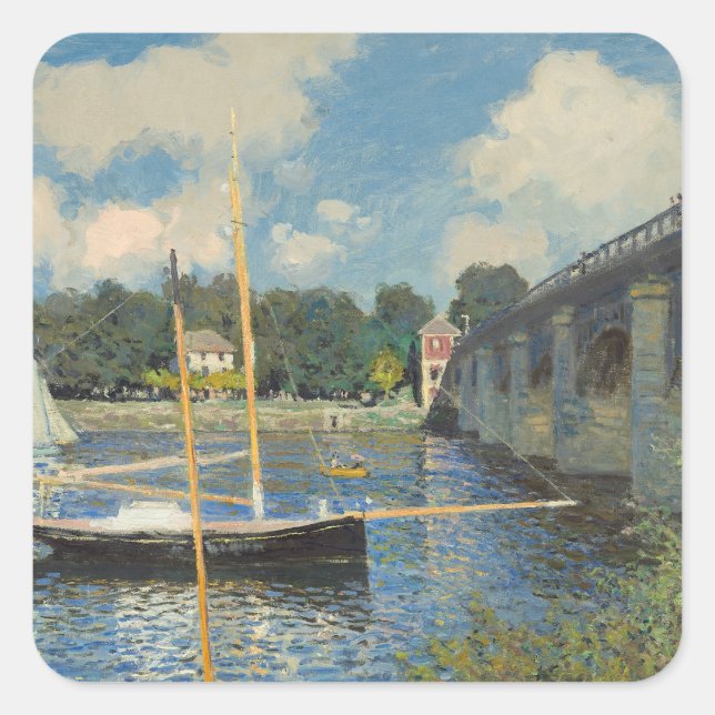 Pegatina Cuadrada Claude Monet | El puente de Argenteuil (Anverso)