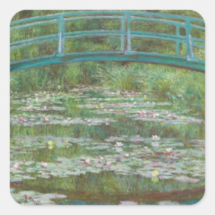 Pegatina Cuadrada Claude Monet  El puente japonés de 1899