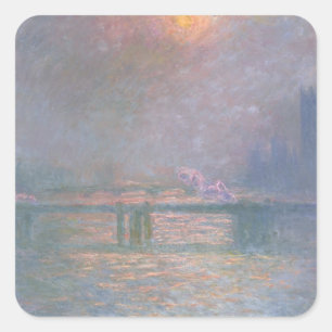 Pegatina Cuadrada Claude Monet El Támesis con la Cruz de Cargo