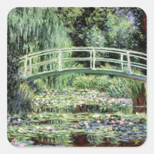 Pegatina Cuadrada Claude Monet el Waterlilies blanco, 1899
