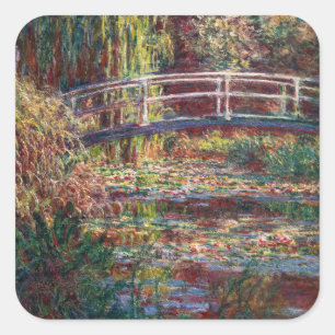 Pegatina Cuadrada Claude Monet - Estanque de nenúfares, Armonía Rosa