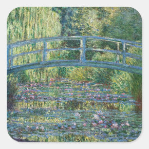 Pegatina Cuadrada Claude Monet - Estanque de nenúfares, Armonía Verd