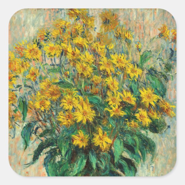 Pegatina Cuadrada Claude Monet - Flores de alcachofa de Jerusalén (Anverso)