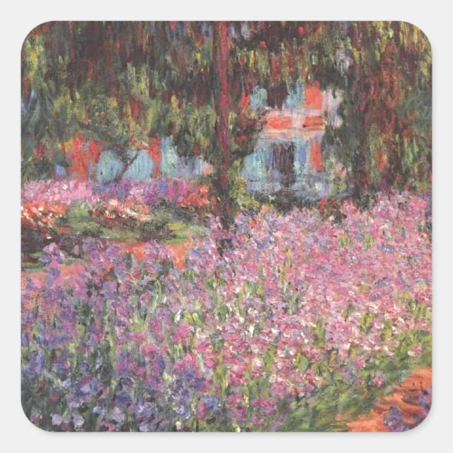 Pegatina Cuadrada Claude Monet // Garden at Giverny (Anverso)