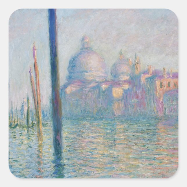 Pegatina Cuadrada Claude Monet Gran Canal Venecia Italia Viaje (Anverso)