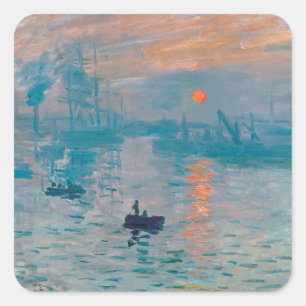 Pegatina Cuadrada Claude Monet Impresión Amanecer Francés