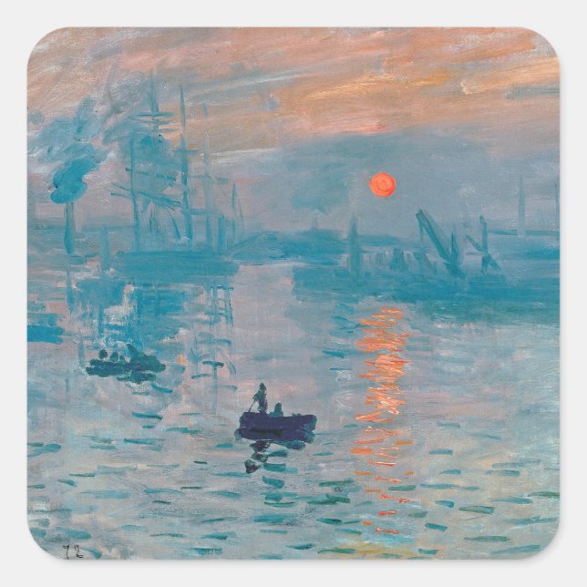 Pegatina Cuadrada Claude Monet Impresión Amanecer Francés (Anverso)