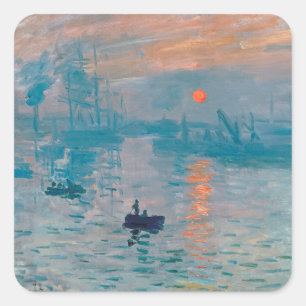 Pegatina Cuadrada Claude Monet Impresión Amanecer Francés
