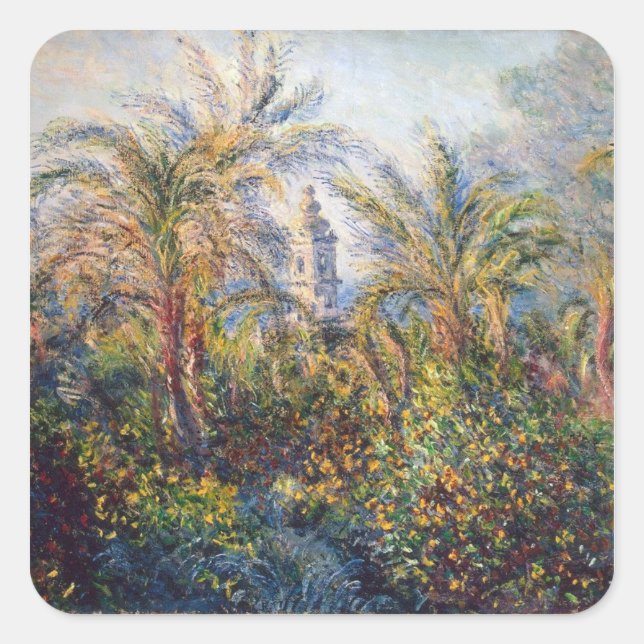 Pegatina Cuadrada Claude Monet | Jardín de Bordighera (Anverso)