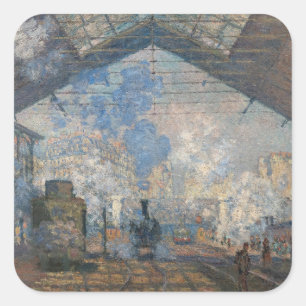 Pegatina Cuadrada Claude Monet - La Estación de Saint-Lazare