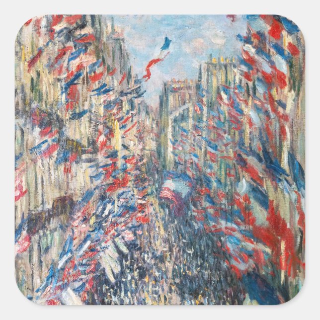 Pegatina Cuadrada Claude Monet - La Rue Montorgueil - París (Anverso)