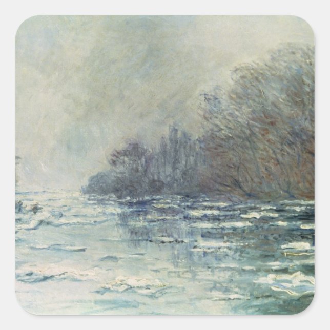 Pegatina Cuadrada Claude Monet | La ruptura en Vetheuil, c.1883 (Anverso)