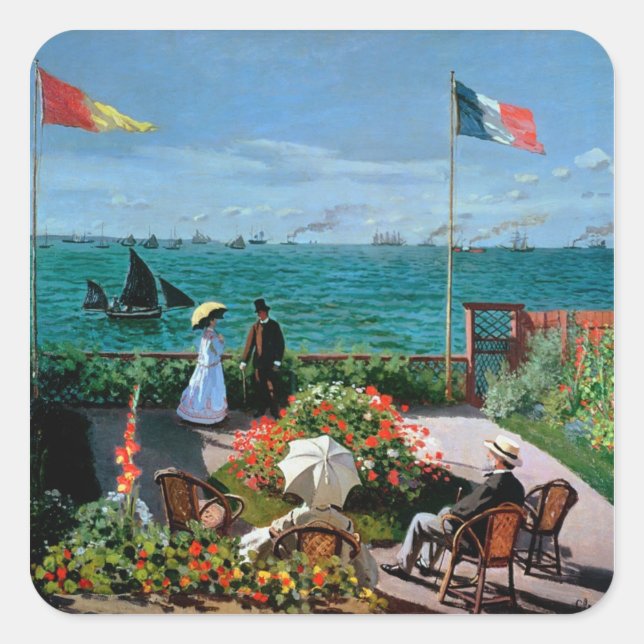 Pegatina Cuadrada Claude Monet | La terraza de Sainte-Adresse, 1867 (Anverso)