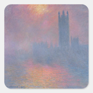 Pegatina Cuadrada Claude Monet   Las cámaras del Parlamento, Londres