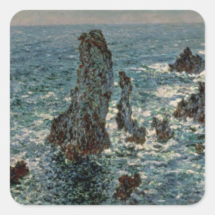 Pegatina Cuadrada Claude Monet   Las rocas en Belle-Ile, 1886