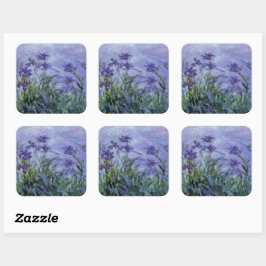 Pegatina Cuadrada Claude Monet Lilac Irises