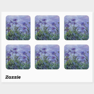 Pegatina Cuadrada Claude Monet Lilac Irises