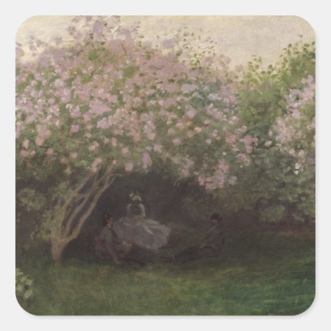 Pegatina Cuadrada Claude Monet | Lilacs, clima gris, 1872 (Anverso)