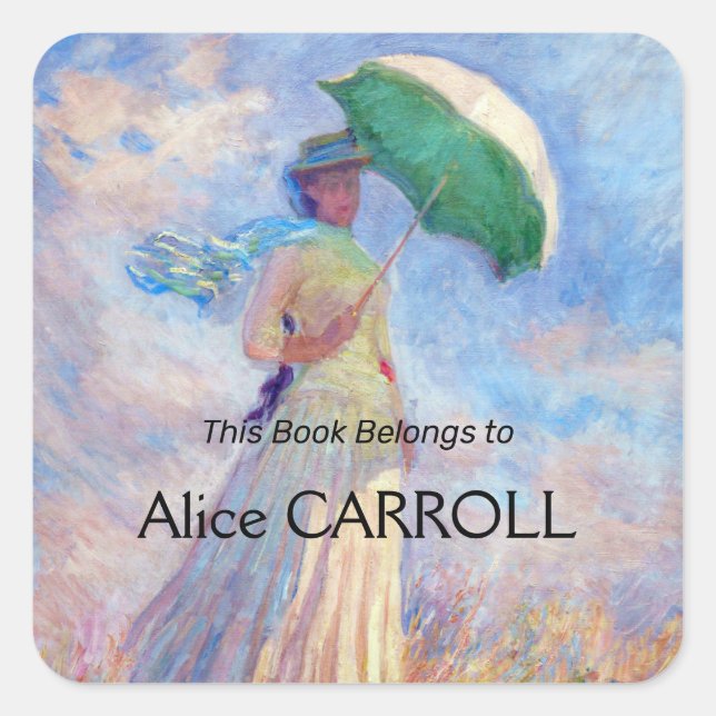 Pegatina Cuadrada Claude Monet - Mujer con Parasol a la derecha (Anverso)