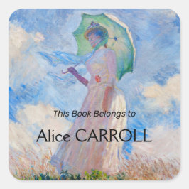 Pegatina Cuadrada Claude Monet - Mujer con Parasol a la izquierda