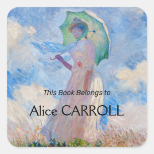 Pegatina Cuadrada Claude Monet - Mujer con Parasol a la izquierda