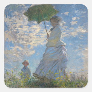 Pegatina Cuadrada Claude Monet Mujer con un Paraguas Arte Refinado
