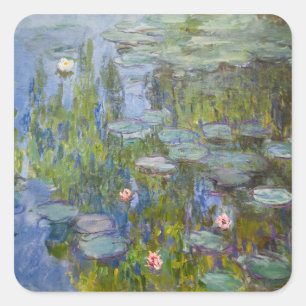 Pegatina Cuadrada Claude Monet Nenúfares 1915 Arte Impresionista