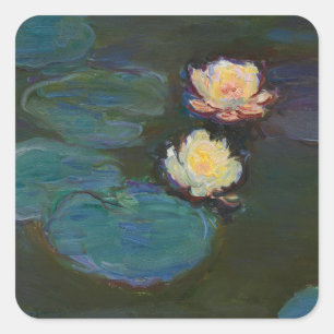 Pegatina Cuadrada Claude Monet Nenúfares Arte al Óleo Impresionista