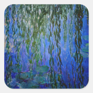 Pegatina Cuadrada Claude Monet - Nenúfares con sauce llorón