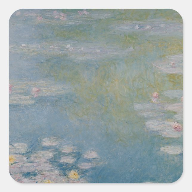 Pegatina Cuadrada Claude Monet | Nympheas en Giverny, 1908 (Anverso)