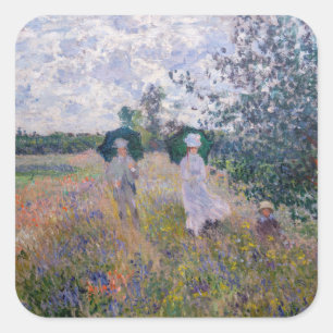 Pegatina Cuadrada Claude Monet - Paseo cerca de Argenteuil