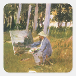 Pegatina Cuadrada Claude Monet Pintando, Borde de un Bosque por Sarg