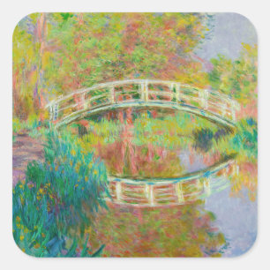 Pegatina Cuadrada Claude Monet - Puente Japonés, Giverny
