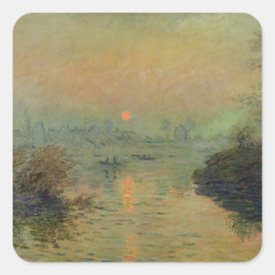 Pegatina Cuadrada Claude Monet   Puesta del sol sobre el Sena