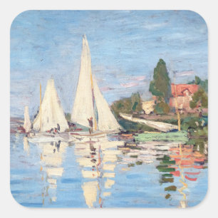 Pegatina Cuadrada Claude Monet - Regatas en Argenteuil