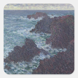 Pegatina Cuadrada Claude Monet   Rocas en Belle-Ile, la costa salvaj