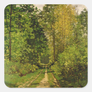 Pegatina Cuadrada Claude Monet   Trayectoria de madera