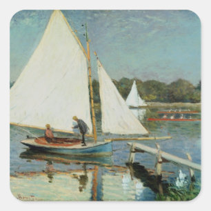 Pegatina Cuadrada Claude Monet   Vela en Argenteuil, c.1874